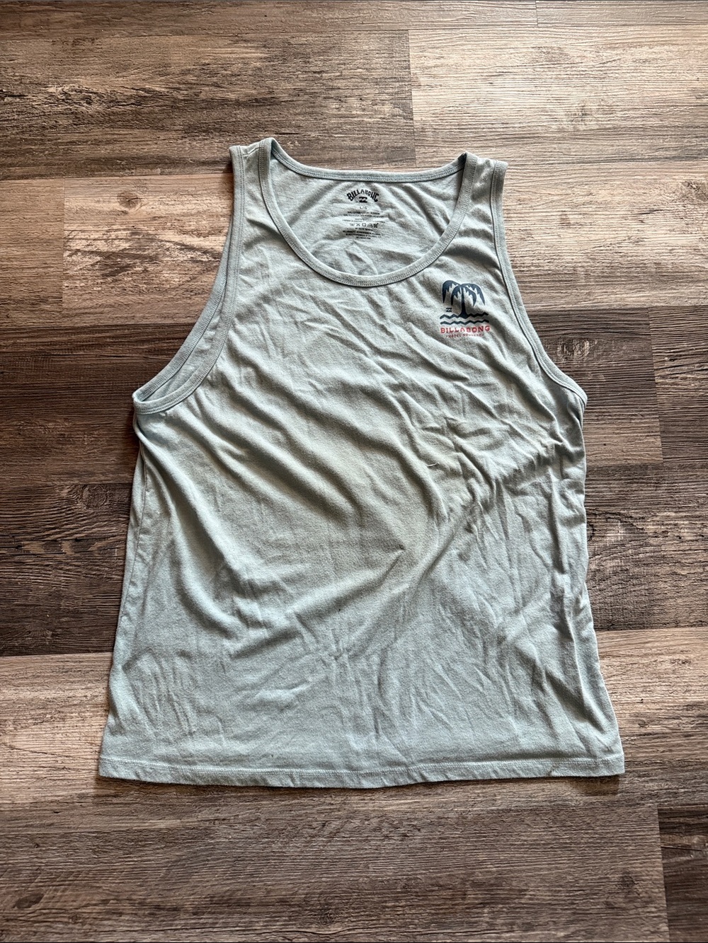 Billabong Men's Pale Green Graphic Tank Top